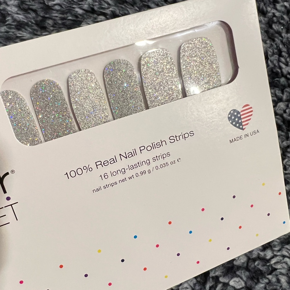 Color Street nail strips… Literally press and shape! Each nail takes seconds…